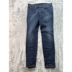 J. Brand Jeans Skinny Leg Low Rise Whiskered Faded  Womens Sz 26 Dark Blue Pants